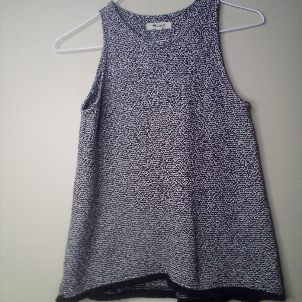 Madewell Shirt Sweater XXS Women Sleeveless Textured Black White